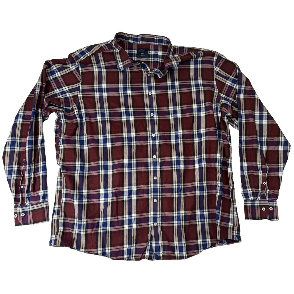 UNTUCKit Shirt Mens 3XLT Tall Plaid Performance Fit By DXL Stretch Cotton